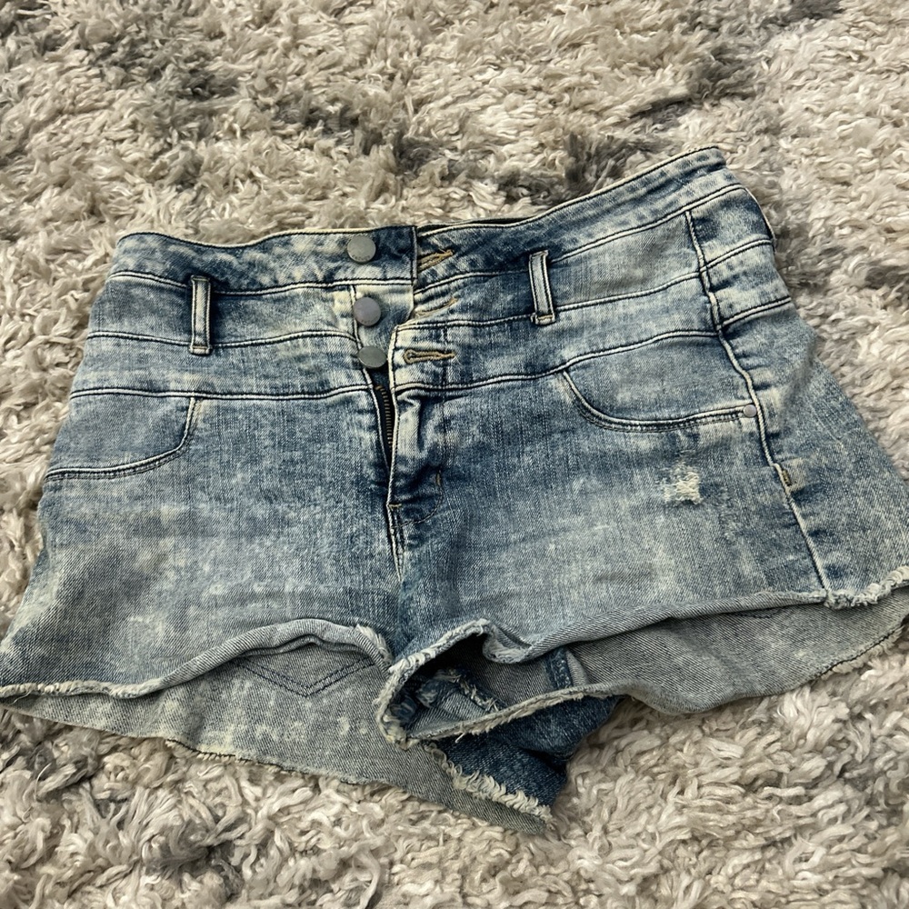 Refuge Light Wash High Waist Denim Shorts